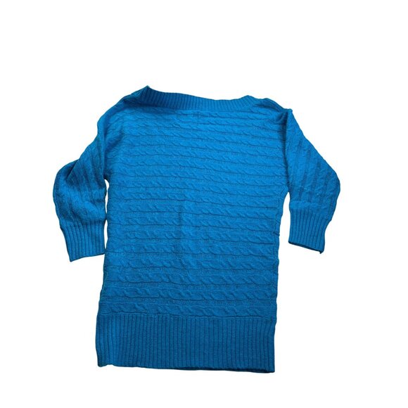 Y2K American Eagle Outfitters Womens XS Blue Cable Knit Sweater Wool Blend New - Picture 2 of 5